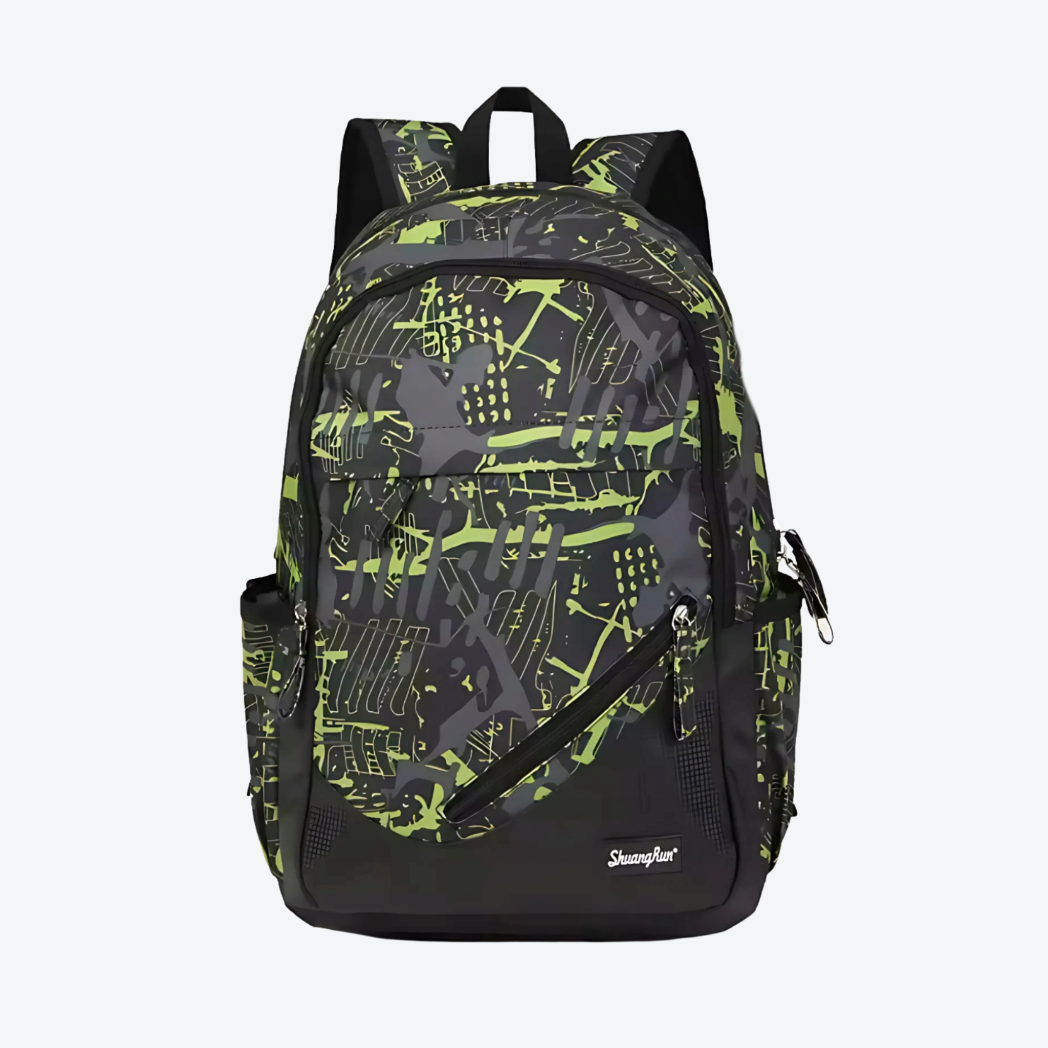 Neon Graffiti – fekete-zöld iskolatáska